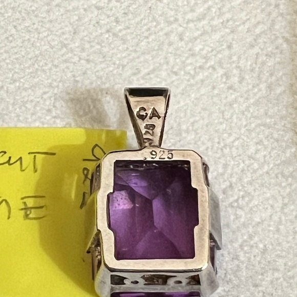 Solid sterling silver omega necklace;Amethyst stone-8.5”ring&pendant 5.2g - Picture 3 of 14